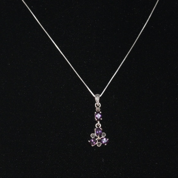 Vintagejelyfish Jewelry - Amethyst sterling silver marcasite 16" necklace